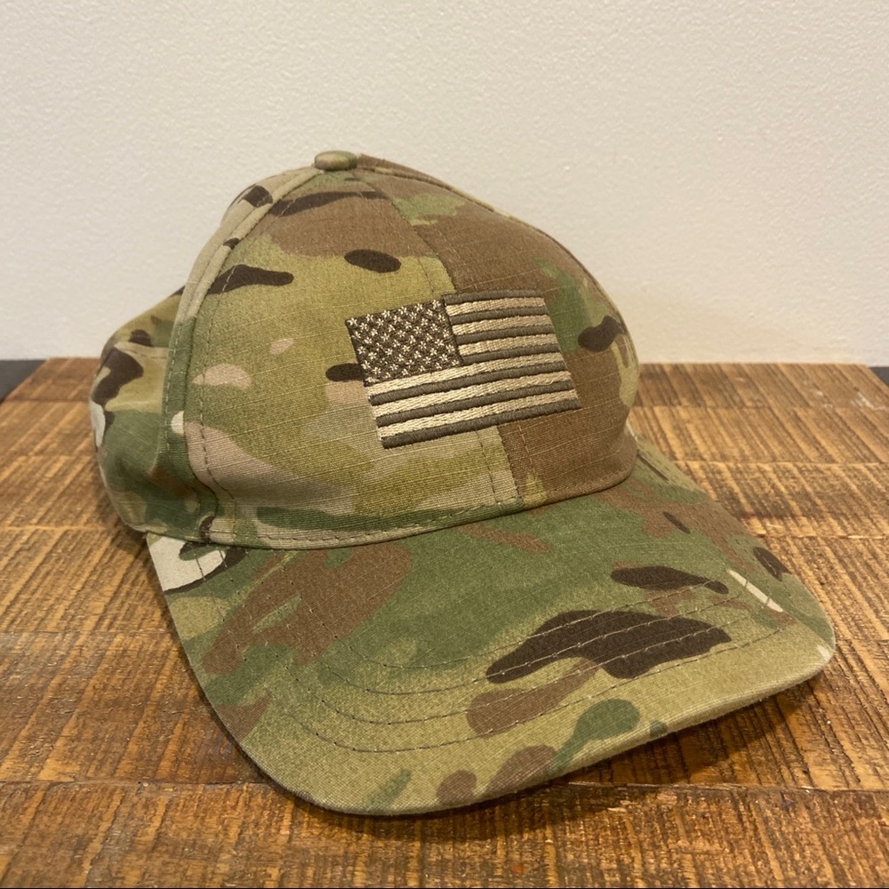 US Air Force American Flag Camo Adjustable Strap Baseball Hat Mens OS One Size.